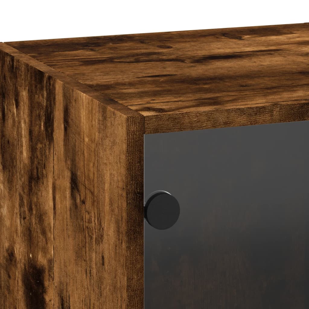 Mobile a Muro con Ante in Vetro Rovere Fumo 35x37x100 cm | homemem39