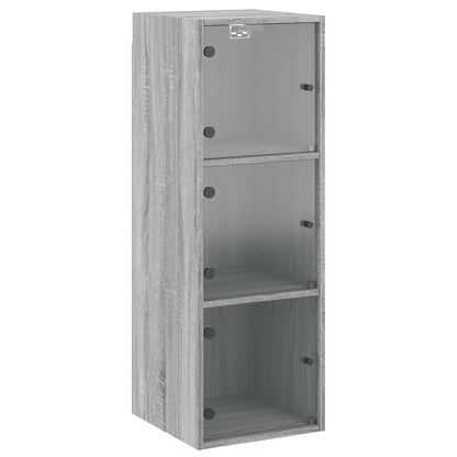 Mobile a Muro con Ante in Vetro Grigio Sonoma 35x37x100 cm | homemem39
