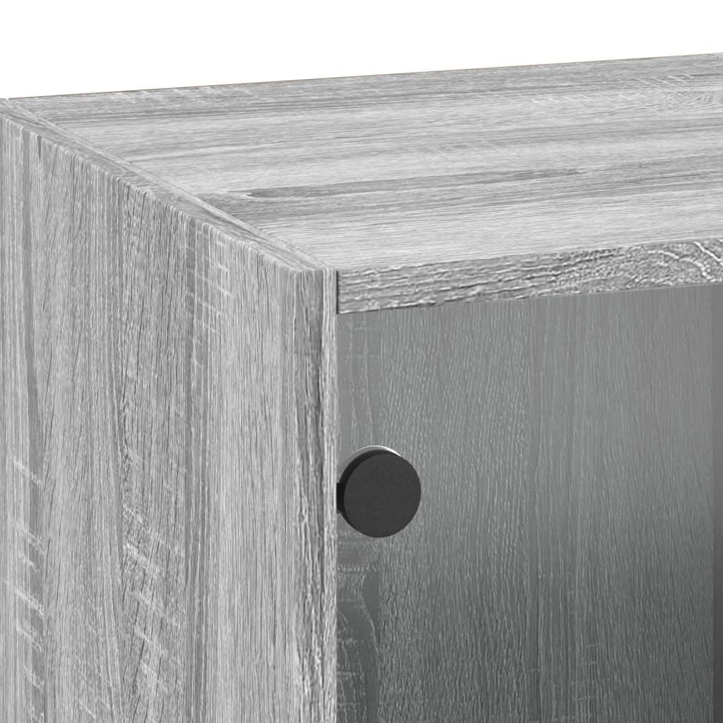 Mobile a Muro con Ante in Vetro Grigio Sonoma 35x37x100 cm | homemem39