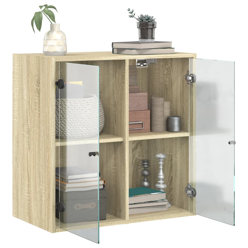 Mobile a Muro con Ante in Vetro Rovere Sonoma 68x37x68,5 cm | homemem39