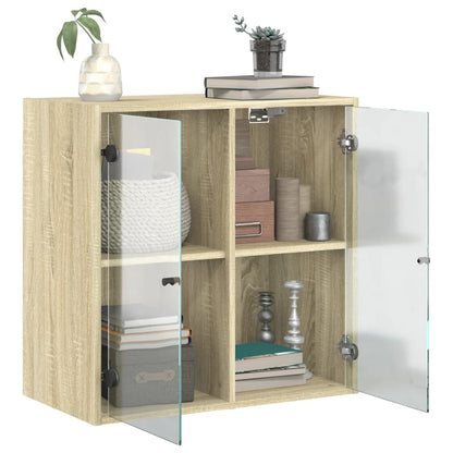 Mobile a Muro con Ante in Vetro Rovere Sonoma 68x37x68,5 cm | homemem39
