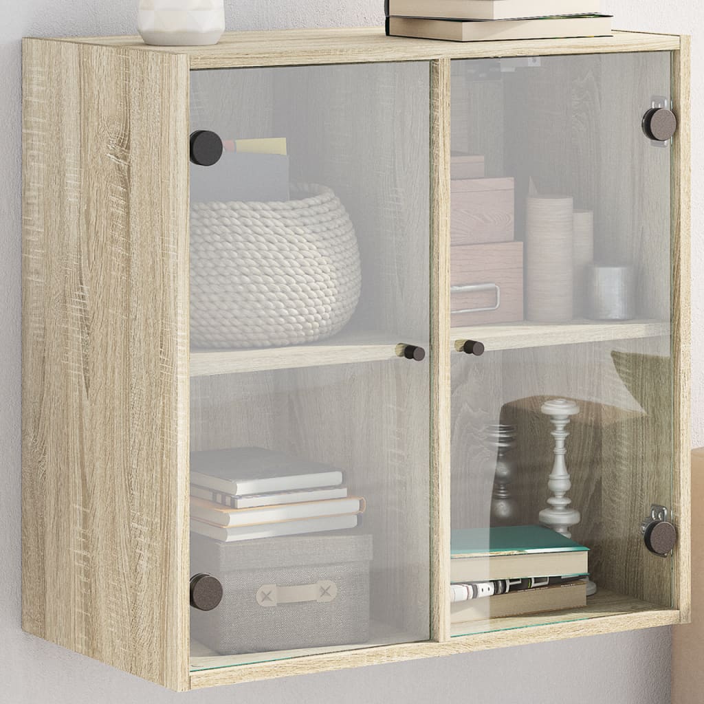 Mobile a Muro con Ante in Vetro Rovere Sonoma 68x37x68,5 cm | homemem39