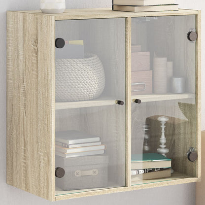 Mobile a Muro con Ante in Vetro Rovere Sonoma 68x37x68,5 cm | homemem39