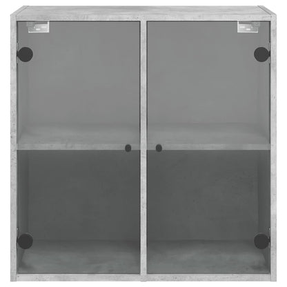 Mobile a Muro con Ante in Vetro Grigio Cemento 68x37x68,5 cm | homemem39