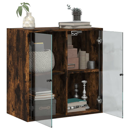 Mobile a Muro con Ante in Vetro Rovere Fumo 68x37x68,5 cm | homemem39