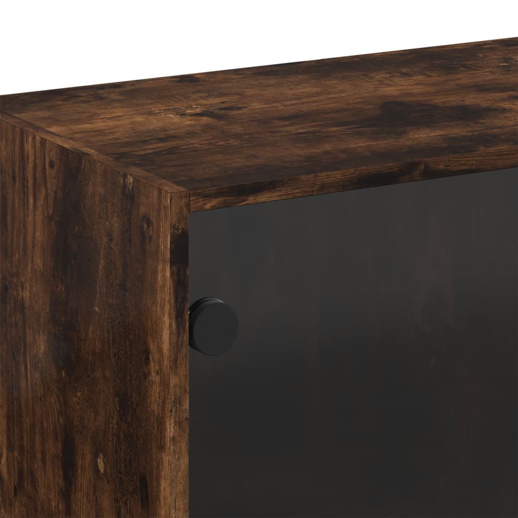 Mobile a Muro con Ante in Vetro Rovere Fumo 68x37x68,5 cm | homemem39