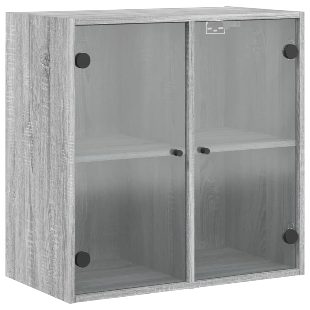 Mobile a Muro con Ante in Vetro Grigio Sonoma 68x37x68,5 cm