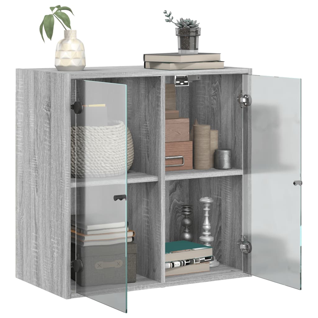 Mobile a Muro con Ante in Vetro Grigio Sonoma 68x37x68,5 cm | homemem39