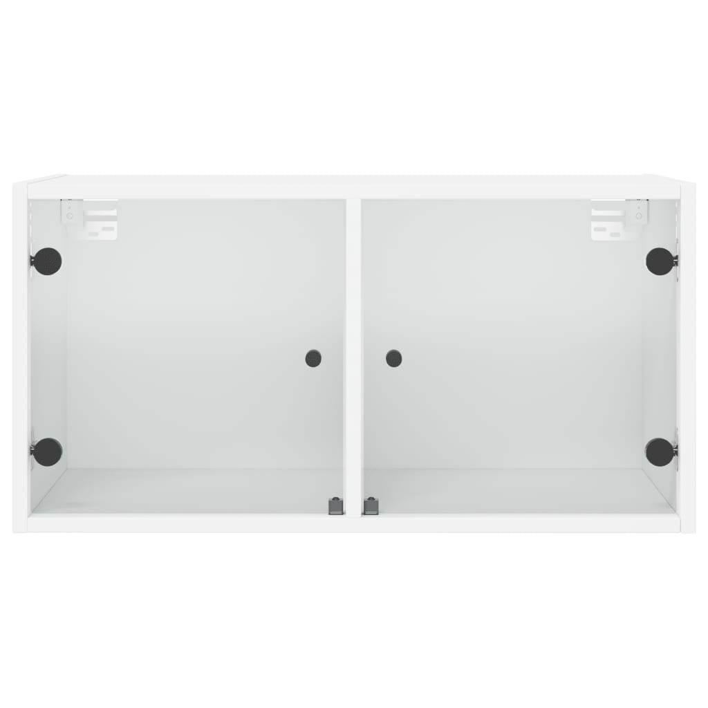 Mobile a Muro con Ante in Vetro Bianco 68,5x37x35 cm | homemem39