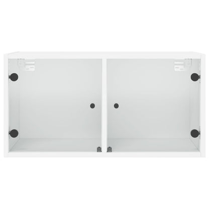 Mobile a Muro con Ante in Vetro Bianco 68,5x37x35 cm | homemem39