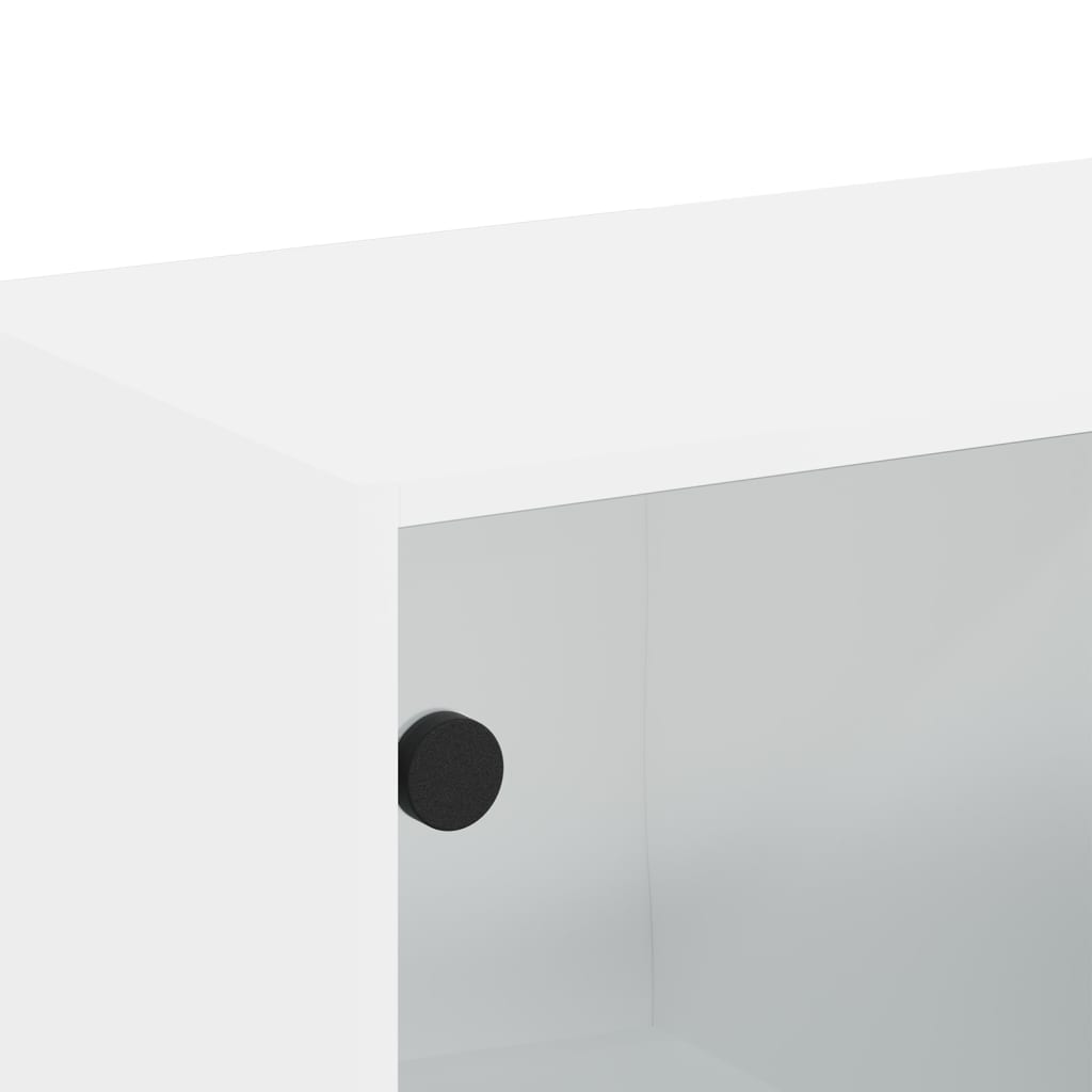 Mobile a Muro con Ante in Vetro Bianco 68,5x37x35 cm | homemem39