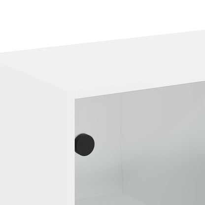 Mobile a Muro con Ante in Vetro Bianco 68,5x37x35 cm | homemem39