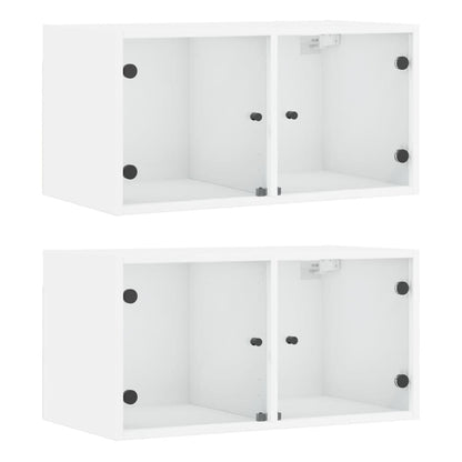 Mobili a Muro con Ante in Vetro 2pz Bianco 68,5x37x35 cm | homemem39