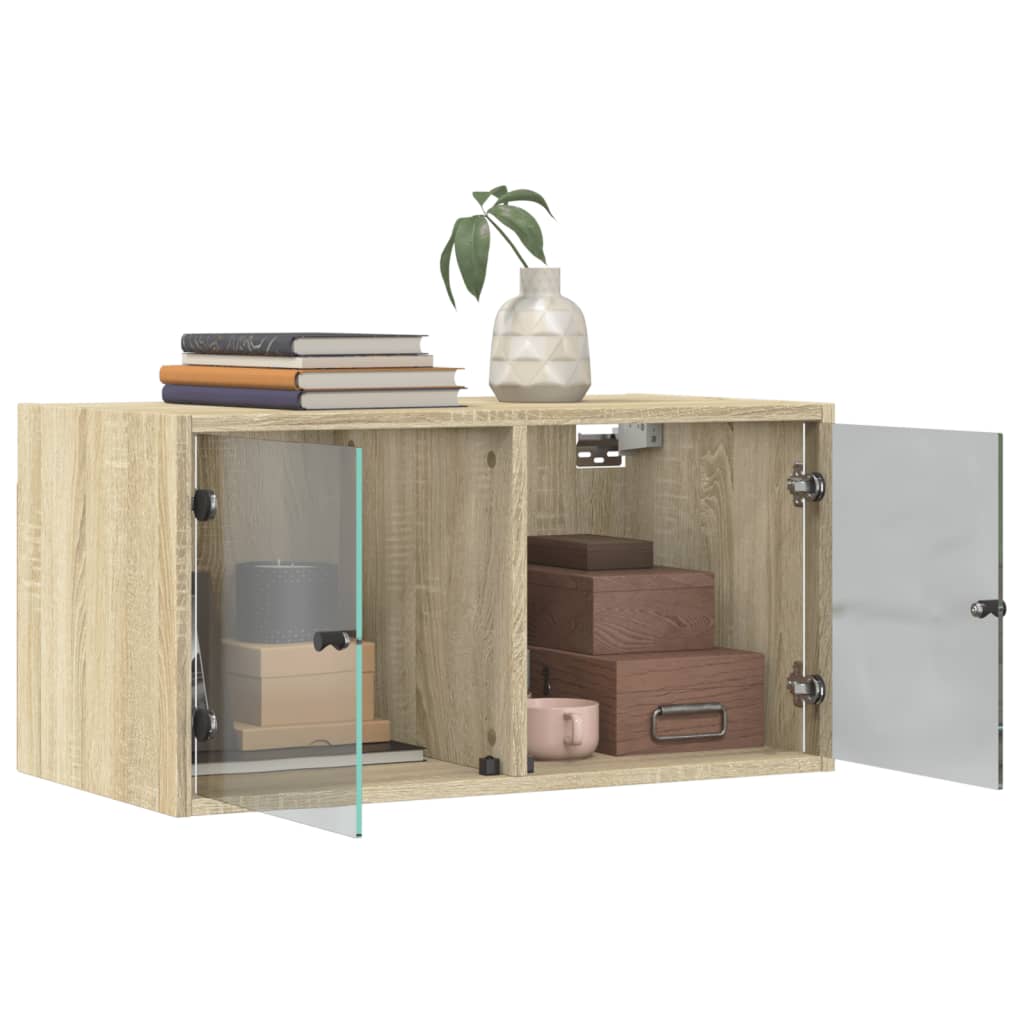 Mobile a Muro con Ante in Vetro Rovere Sonoma 68,5x37x35 cm | homemem39