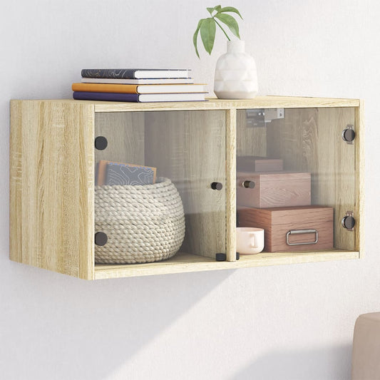 Mobile a Muro con Ante in Vetro Rovere Sonoma 68,5x37x35 cm | homemem39