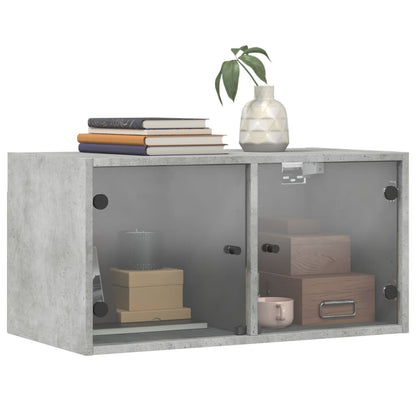 Mobile a Muro con Ante in Vetro Grigio Cemento 68,5x37x35 cm
