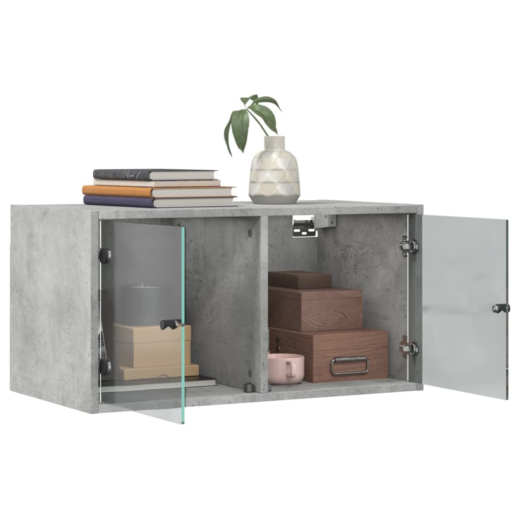 Mobili a Muro con Ante in Vetro 2pz Grigio Cemento 68,5x37x35cm - homemem39