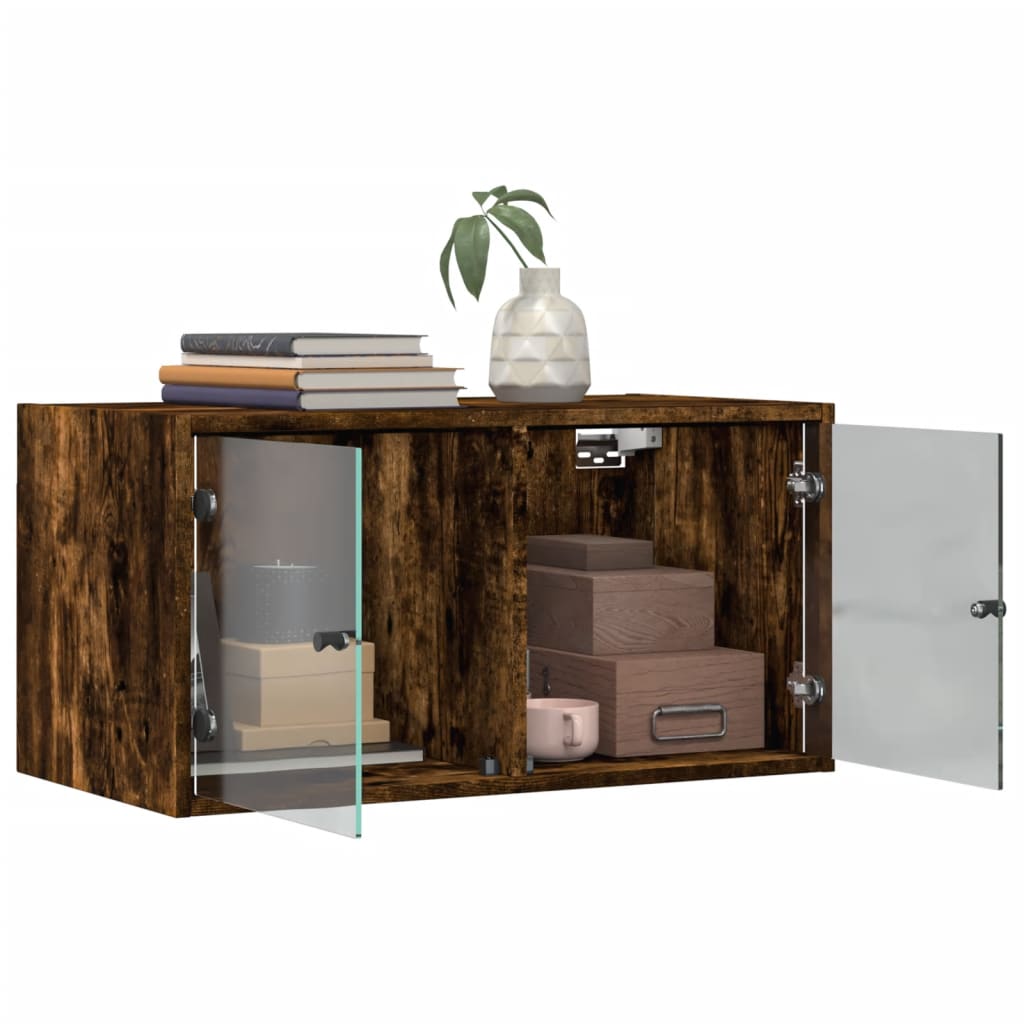 Mobile a Muro con Ante in Vetro Rovere Fumo 68,5x37x35 cm | homemem39