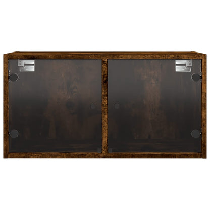Mobile a Muro con Ante in Vetro Rovere Fumo 68,5x37x35 cm | homemem39