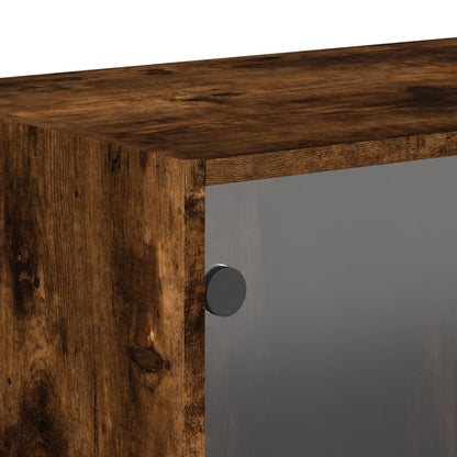Mobile a Muro con Ante in Vetro Rovere Fumo 68,5x37x35 cm | homemem39