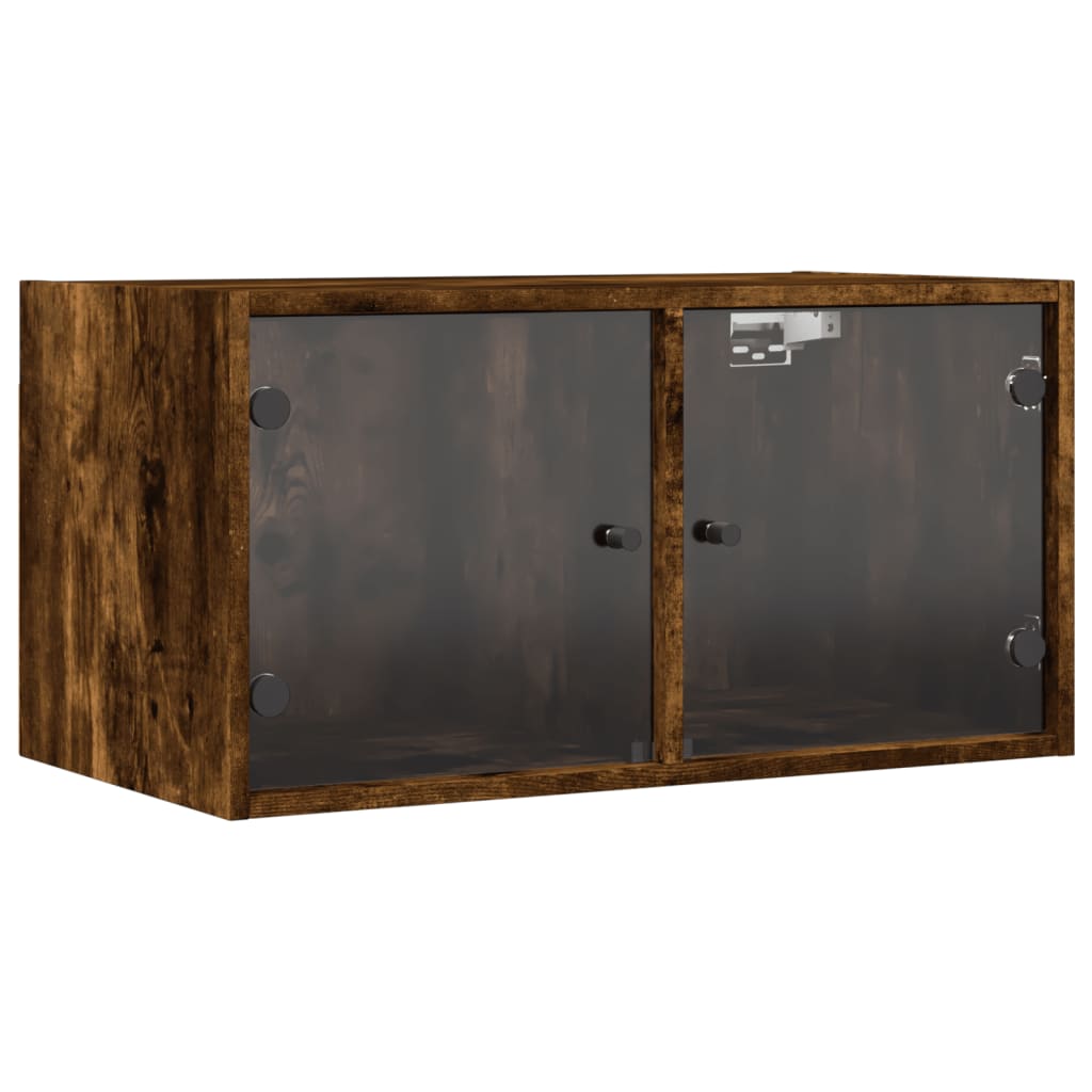 Mobili a Muro con Ante in Vetro 2pz Rovere Fumo 68,5x37x35 cm | homemem39