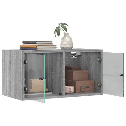 Mobili a Muro con Ante in Vetro 2pz Grigio Sonoma 68,5x37x35 cm - homemem39