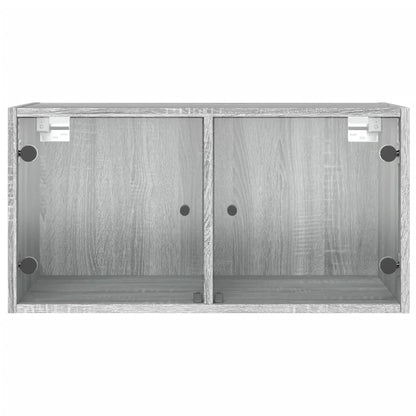 Mobili a Muro con Ante in Vetro 2pz Grigio Sonoma 68,5x37x35 cm