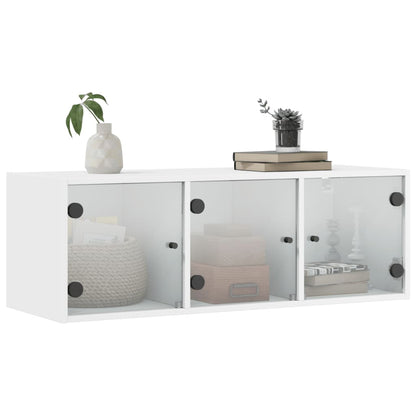 Mobile a Muro con Ante in Vetro Bianco 102x37x35 cm