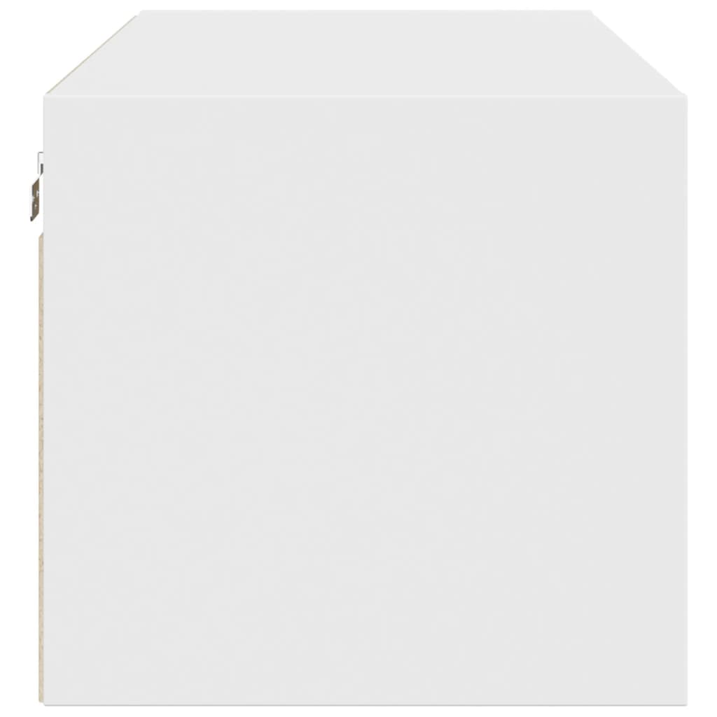 Mobile a Muro con Ante in Vetro Bianco 102x37x35 cm