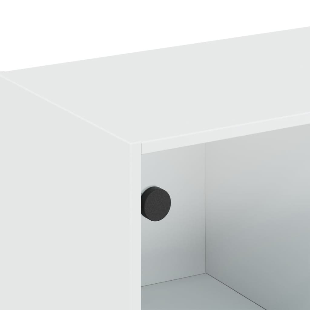 Mobile a Muro con Ante in Vetro Bianco 102x37x35 cm