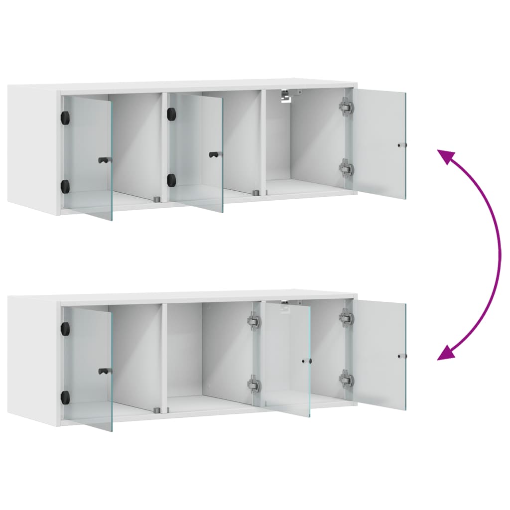 Mobile a Muro con Ante in Vetro Bianco 102x37x35 cm | homemem39
