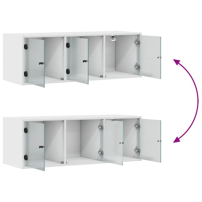 Mobile a Muro con Ante in Vetro Bianco 102x37x35 cm | homemem39