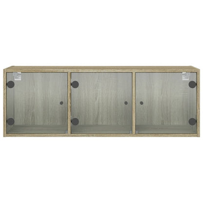 Mobile a Muro con Ante in Vetro Rovere Sonoma 102x37x35 cm | homemem39
