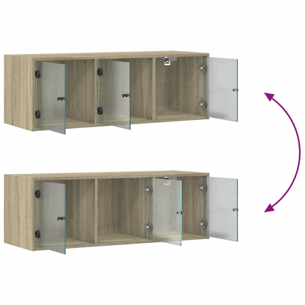 Mobile a Muro con Ante in Vetro Rovere Sonoma 102x37x35 cm | homemem39