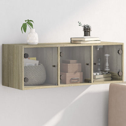 Mobile a Muro con Ante in Vetro Rovere Sonoma 102x37x35 cm | homemem39