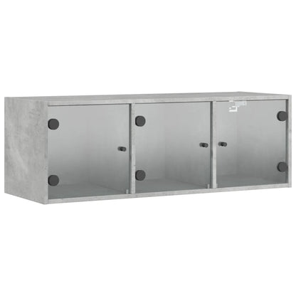 Mobile a Muro con Ante in Vetro Grigio Cemento 102x37x35 cm | homemem39