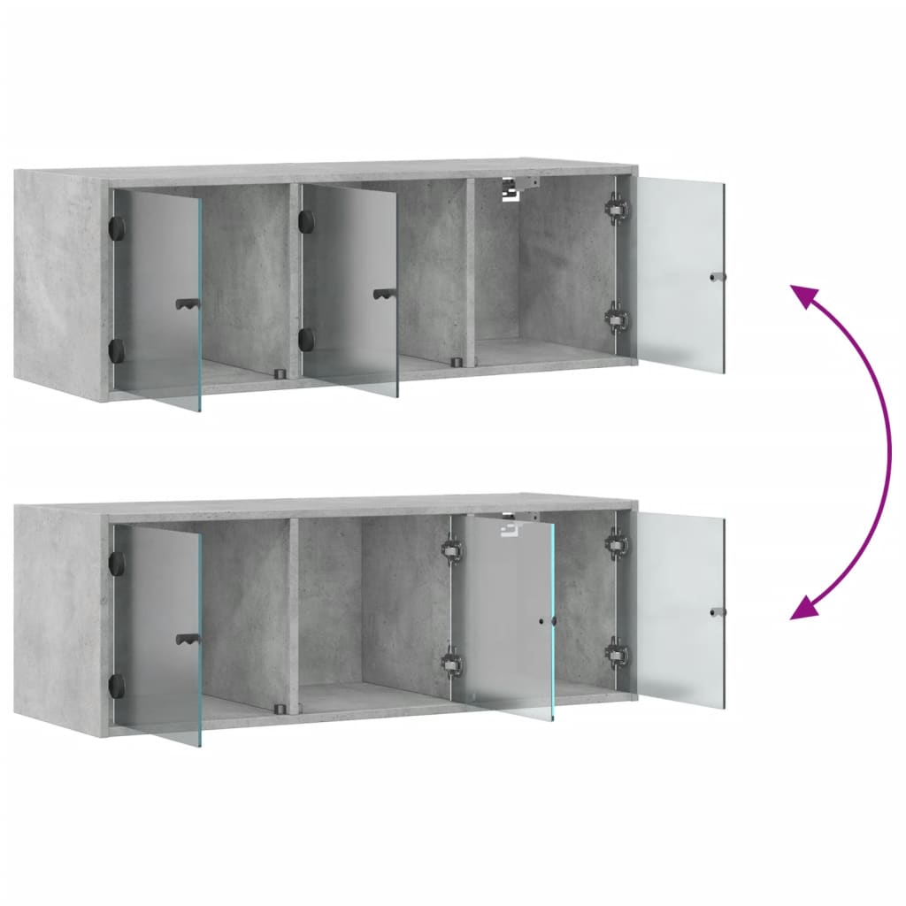 Mobile a Muro con Ante in Vetro Grigio Cemento 102x37x35 cm | homemem39