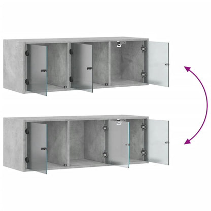 Mobile a Muro con Ante in Vetro Grigio Cemento 102x37x35 cm | homemem39