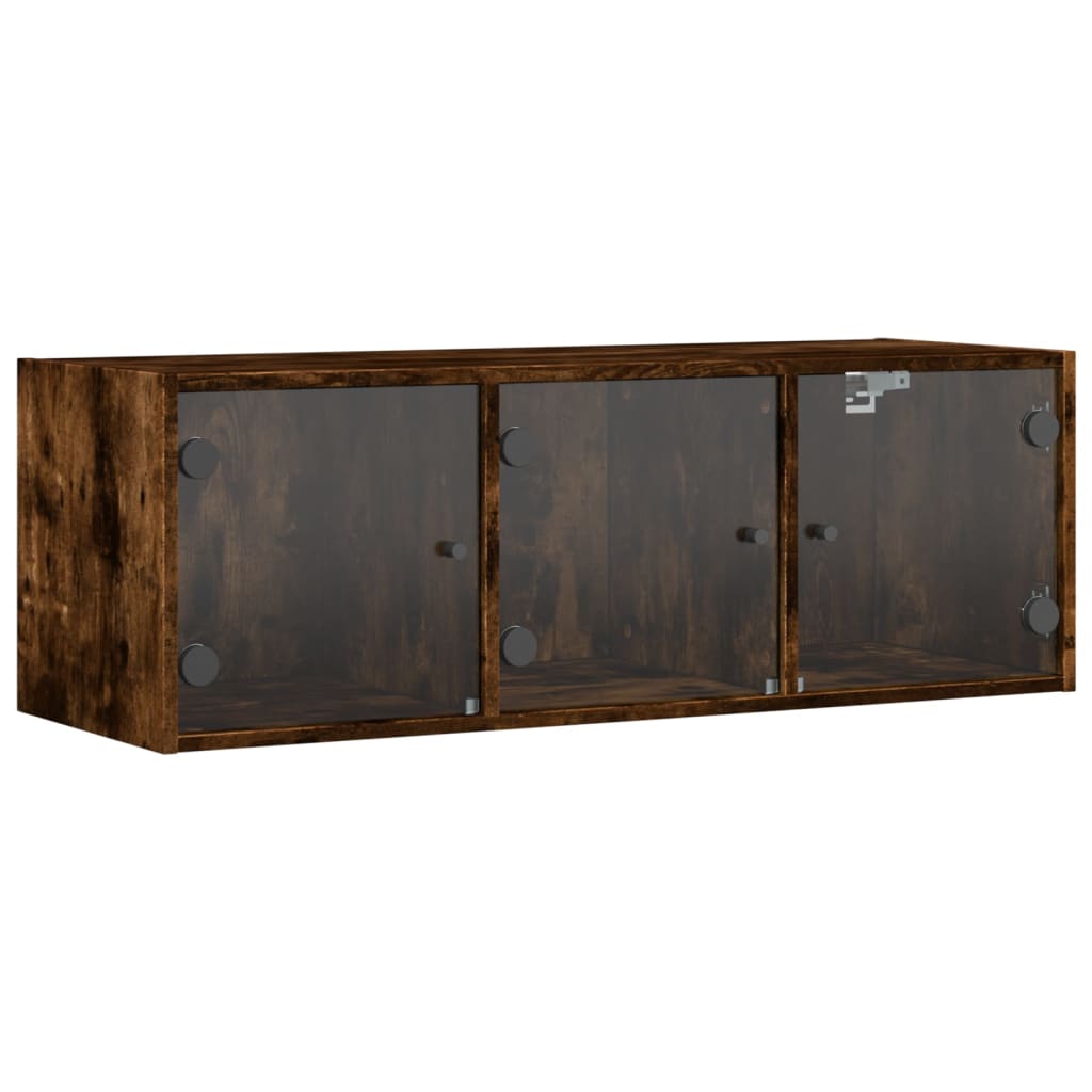 Mobile a Muro con Ante in Vetro Rovere Fumo 102x37x35 cm | homemem39
