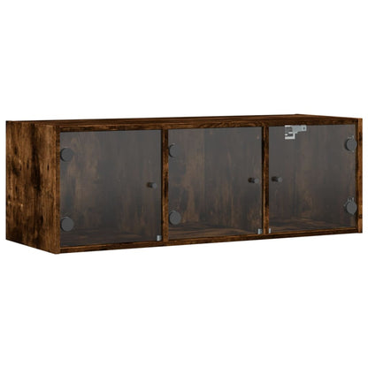 Mobile a Muro con Ante in Vetro Rovere Fumo 102x37x35 cm | homemem39