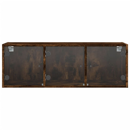 Mobile a Muro con Ante in Vetro Rovere Fumo 102x37x35 cm | homemem39