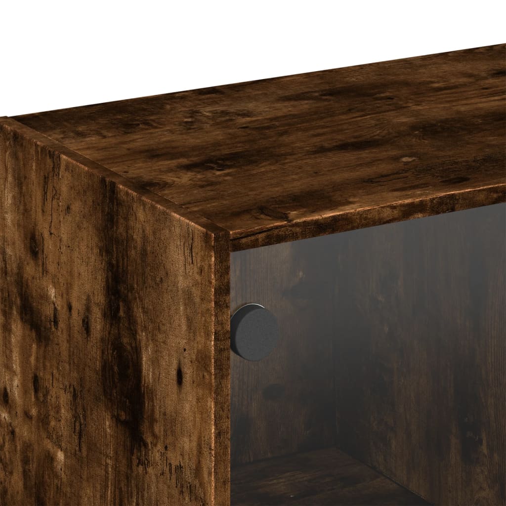 Mobile a Muro con Ante in Vetro Rovere Fumo 102x37x35 cm | homemem39