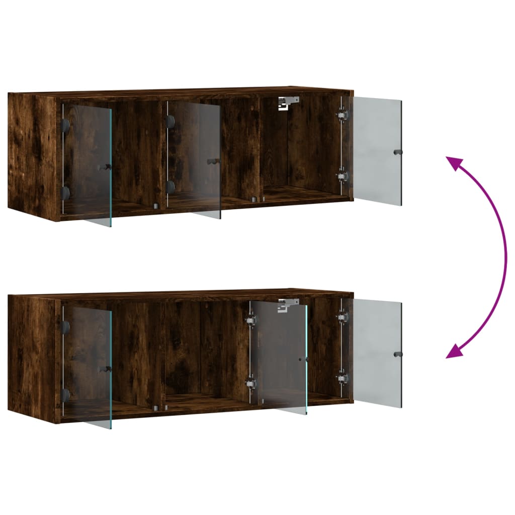 Mobile a Muro con Ante in Vetro Rovere Fumo 102x37x35 cm | homemem39