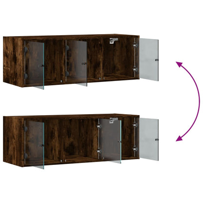 Mobile a Muro con Ante in Vetro Rovere Fumo 102x37x35 cm | homemem39