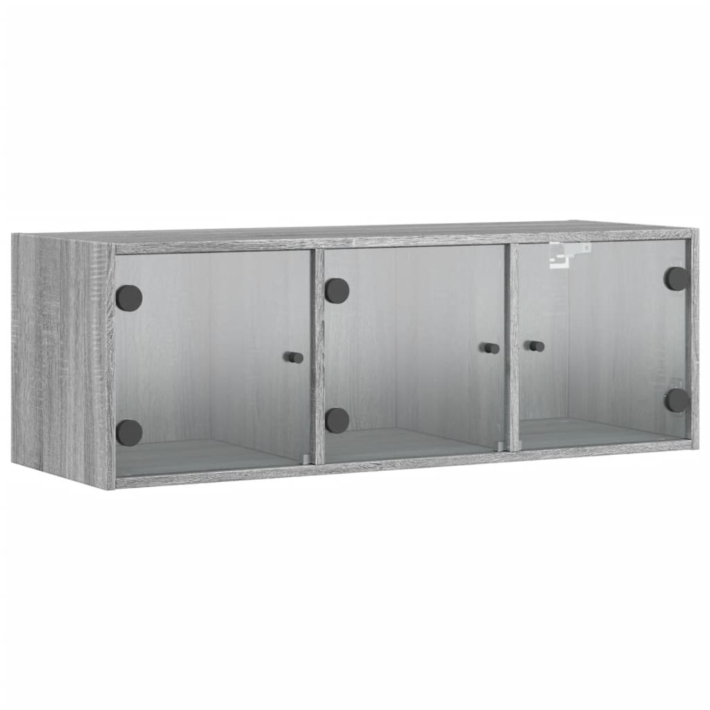 Mobile a Muro con Ante in Vetro Grigio Sonoma 102x37x35 cm | homemem39