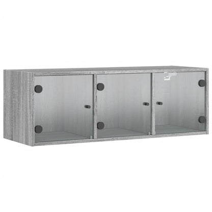 Mobile a Muro con Ante in Vetro Grigio Sonoma 102x37x35 cm | homemem39