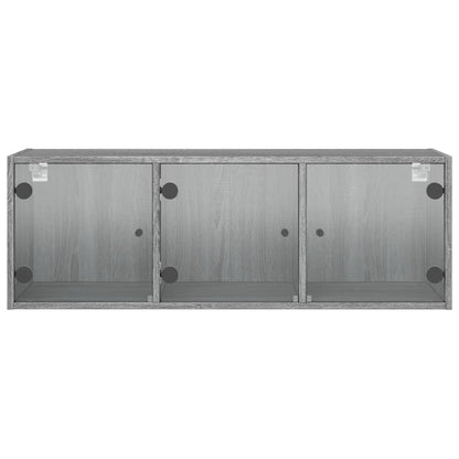 Mobile a Muro con Ante in Vetro Grigio Sonoma 102x37x35 cm | homemem39