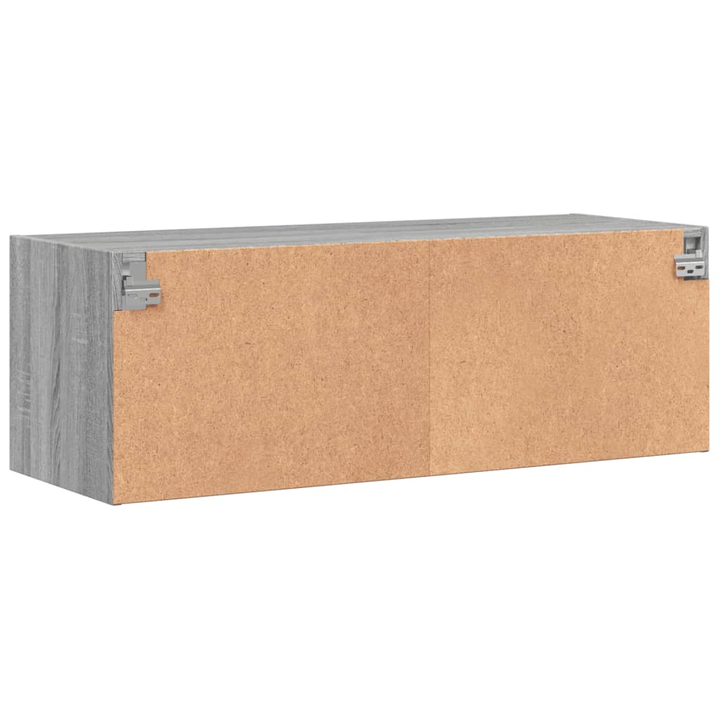Mobile a Muro con Ante in Vetro Grigio Sonoma 102x37x35 cm | homemem39