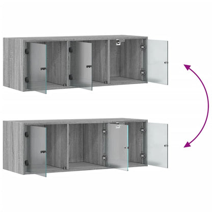 Mobile a Muro con Ante in Vetro Grigio Sonoma 102x37x35 cm | homemem39