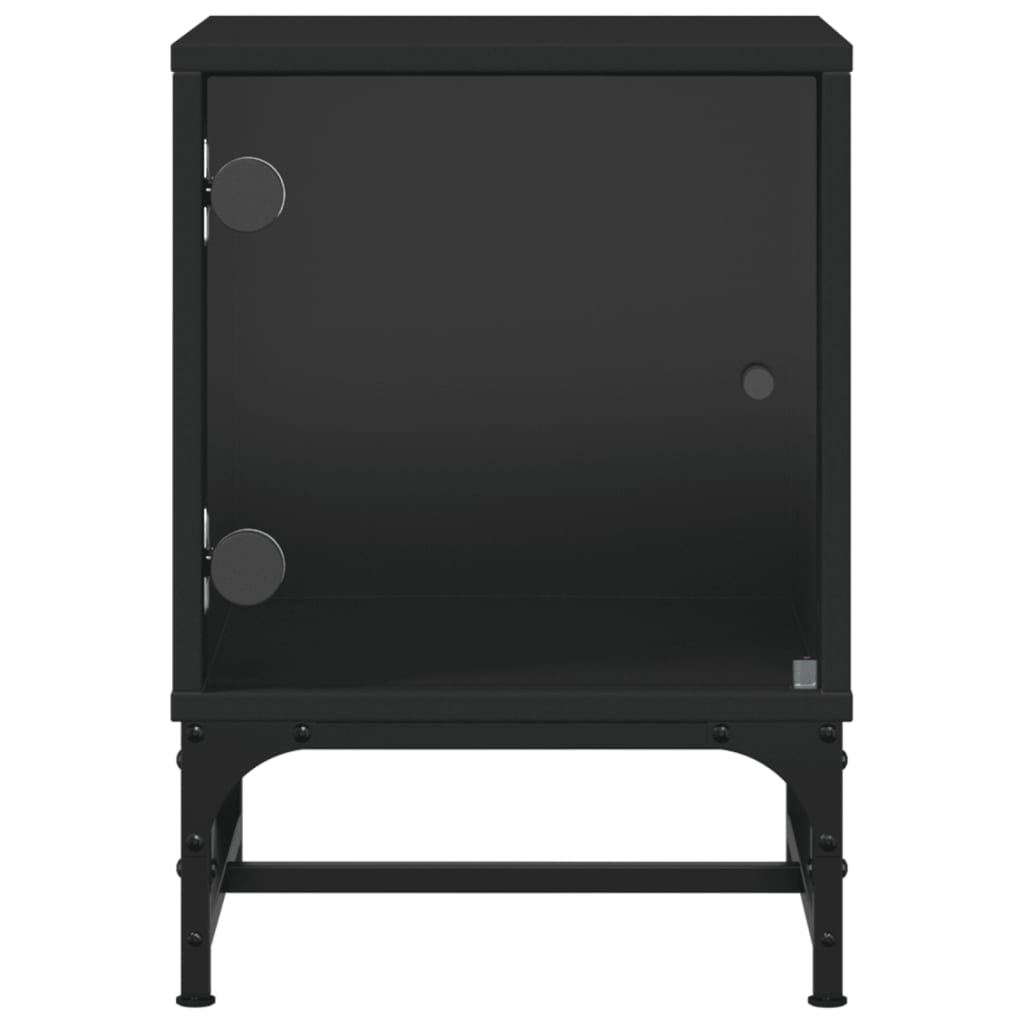 Comodini con Ante in Vetro 2pz Nero 35x37x50 cm - homemem39